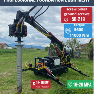 ground screw machine installing a screw pile on a construction site